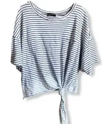 Sanctuary Front Tie-Knot Striped Oversized Top