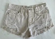 We The Free Beige Raw Hem Distressed Shorts size 27