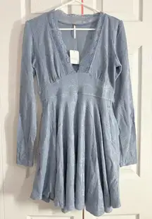 FREE PEOPLE WOMEN'S ALL YOURS LONG SLEEVE MINI DRESS - Light Blue - XS - NWT