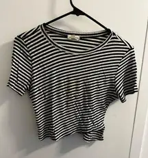 Black and White Striped T-Shirt Crop Top