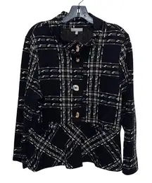 Habitat Womens Buttoned Long Sleeve Cotton Blend Swing Jacket‎ Multicolor Large