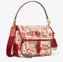 Tory Burch  Perry Print Nylon Crossbody Bag - Red Rare