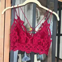 Free People lace bralette crop top burgundy maroon red bandeau