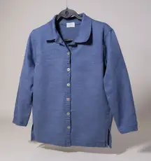 Cotton Studio Womens Blue Button Up Collared Long Sleeve Shirt Size S