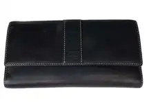 Coach  Trifold Leather Wallet with Checkbook Holder Black Lavender