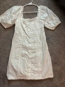 White eyelit dress with buttons