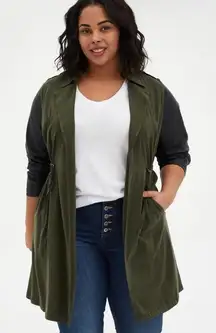 Torrid Twill Faux Leather Anorak Jacket Olive Size 2/US 2X Rayon Blend