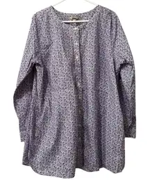 Duluth Trading Shirt Women Size XXL Purple‎ Floral Button Up Casual Comfort