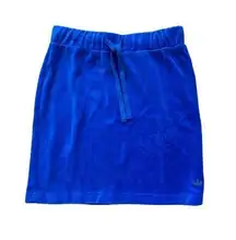 Juicy Couture Vintage Y2K Cobalt Blue Velour Mini Skirt Crown Logo XS NWT