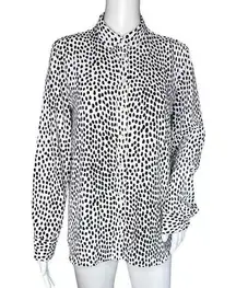 J Crew Shirt Womens Small Navy White Oncilla Print Button Up Work Casual Preppy