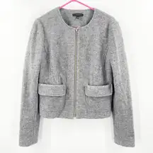ANN TAYLOR Blazer Size Medium Wool Blend Gray Business Casual Office Work Career