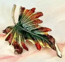 Monet vintage leaf brooch