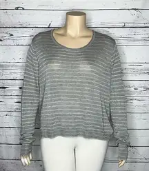 Lane Bryant NWT Size 22/24 Gray - Silver Shimmer Stripe Crop Sweater Top