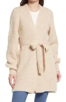 Topshop  Belted Blouson Sleeve Cardigan Cream 12