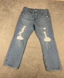 levis 501 premium Denim Jeans button fly womens distressed 30x26‎