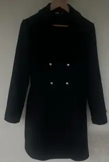 Liu Jo Milano Black Wool Blend Double Breasted Coat Women’s 44 L Classic Italy