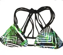 Express Bikini Top Tropical Stripe Swimsuit Swim M Medium New