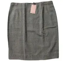 NWT MM. Lafleur Cobble Hill in Black Cream Check Plaid Wool Pencil Skirt 1+