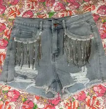 Denim Rhinestone Shorts