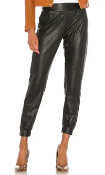 Black Faux Leather Vegan Joggers XS