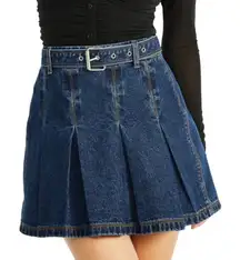 Shoedazzle Pleated Mini Skirt in Blue, Size 33/14​​​