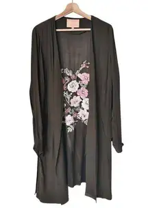 NWT Gibson & Latimer Idle Wild Cardigan 1X Embroidered Floral Open Front Duster