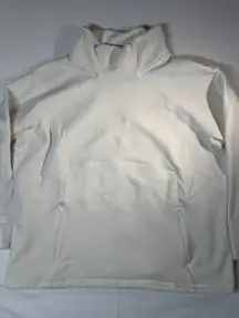 Athleta Cream Fleece Mock Neck Long Sleeve sweatshirt Plus Size 2X Zip Pockets