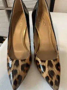 Women’s Mix No 6 Black Leopard Pointed Toe High Heel Pumps Size 7M