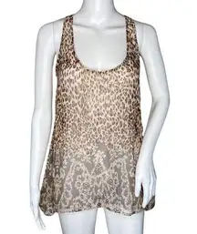 Daytrip Shirt Women Medium Brown Cheetah Print Mixed Print Tank Top Sheer Casual