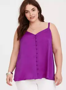 Torrid Sophie Fuchsia Button-Loop Swing Cami Size 00 Women's Medium Satin Sheen