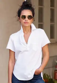 Frank & Eileen Charlotte Perfect Polo White Cotton Capsule Quiet Luxury Size L