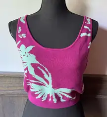 Vibrant Floral Knit Tank Top - plum and Mint nwt
