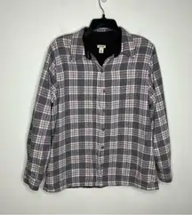 L.L. Bean fleece lined plaid flannel button down shirt size medium