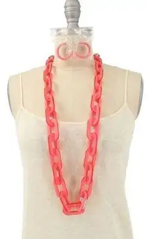 New Rara Avis Iris Apfel Chained Resin Chain Linked Link Necklace Earrings Pink