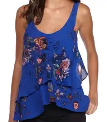 Free People intimately On the Top Royal  blue floral blouse‎ size small
