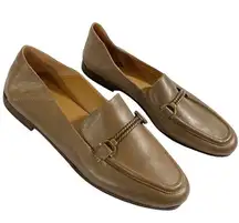 New Patricia Nash Fia horsebit loafer collapsible heel in taupe tan leather sz 7