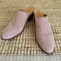 Madewell Harper Mule Pink Suede Leather Slip on Stacked Heels Shoes Women Sz 6