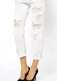 One Teaspoon Awesome Baggies Jeans White Distressed Size 29