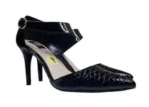 Jones New York Womens 9 Black Patent Leather Ankle Strap Heels