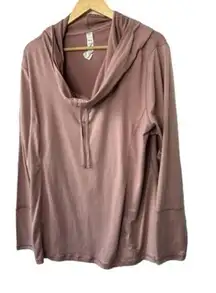 Balance Collection Mauve Long Sleeve Cowl Neck Hooded Long Sleeve Shirt Sz 2X