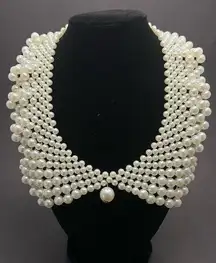 Pearl Collar Bride Mother Statement RBG Necklace Choker Cosplay Wedding Party