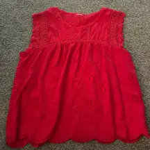 LOFT Red Eyelet Blouse