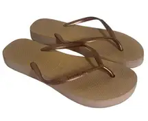 Havaianas  Slim Flatform Rose Gold Flip Flops Size 9-10