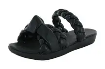 Fitflop Braid Slide Open Toe Sandal Shoes Faux Leather Black Women’s 8 Comfort