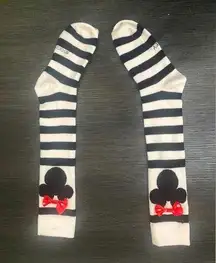 Minnie Mouse Black & White Striped Knee High Women’s Socks