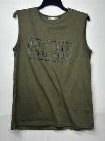 Women’s XL Olive Green Graphic Tank Top “But Did You Die” Sleeveless Shirt