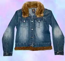 Size Large Route 66 Denim Fur Trim 100% cotton Denim Jacket