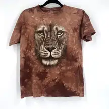 Vintage The Mountain Women's Tie-Dye Crew Neck Lion‎ Graphic shirt Brown Small