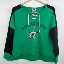 NHL Dallas Stars Women’s Green Lace Up Long Sleeve Sweatshirt SMALL (4/6)