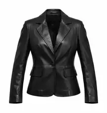 *Vintage Leather Blazer Jacket Womens S? Black Classic Dark Whimsigoth Witchy